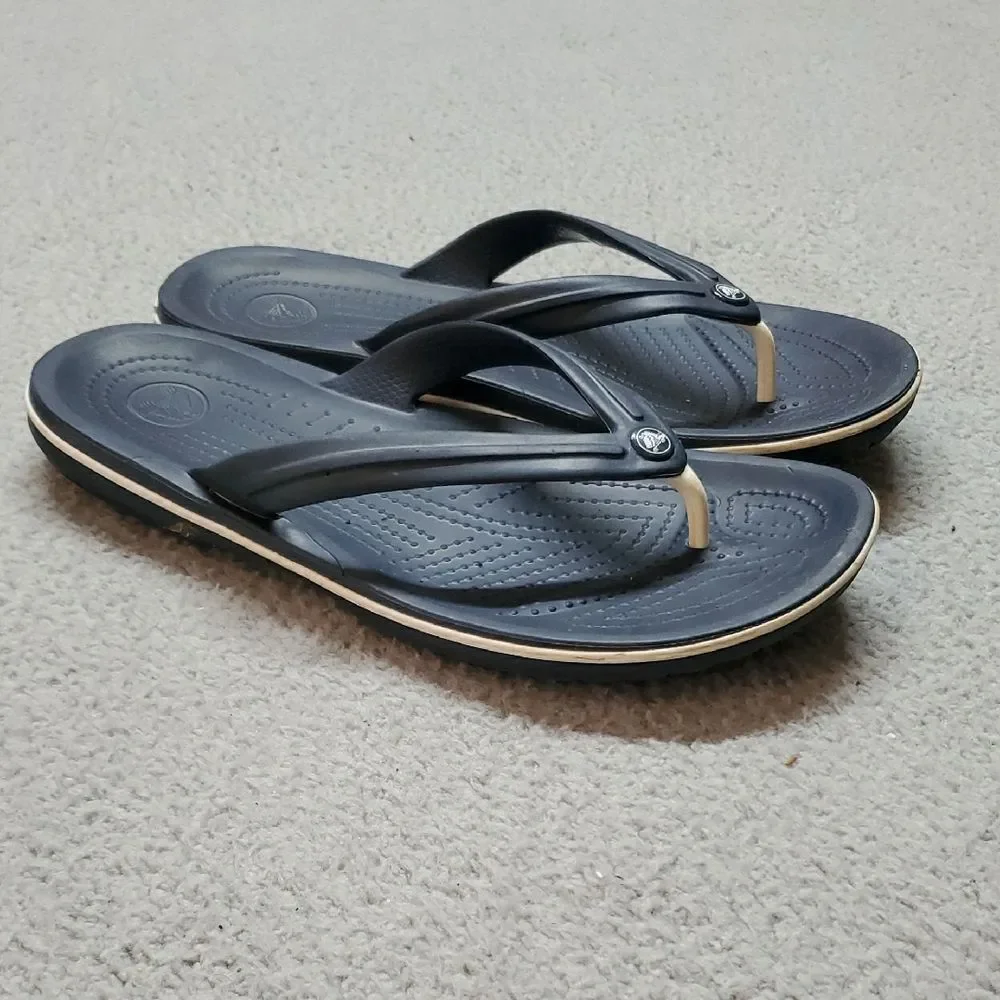 CROCS Men's Dark Blue Flip Flops Size 8